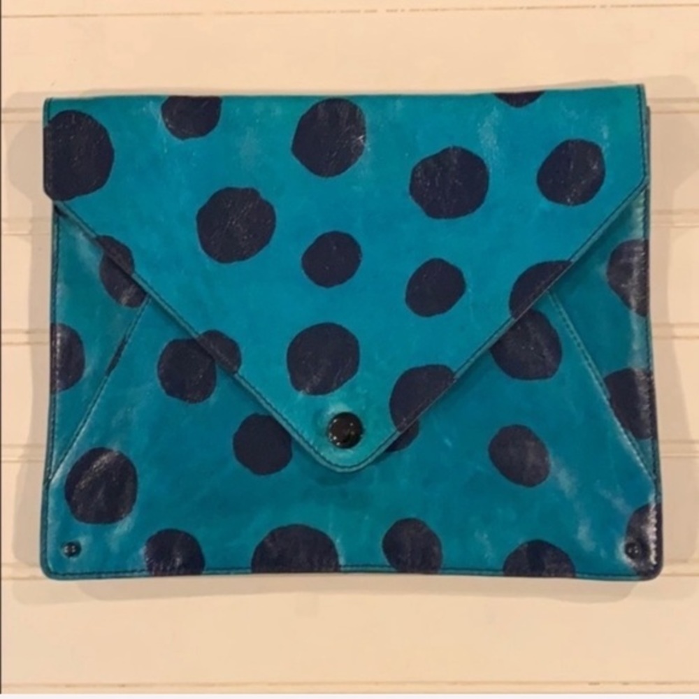 3.1 Phillip Lim vintage polka dot clutch blue